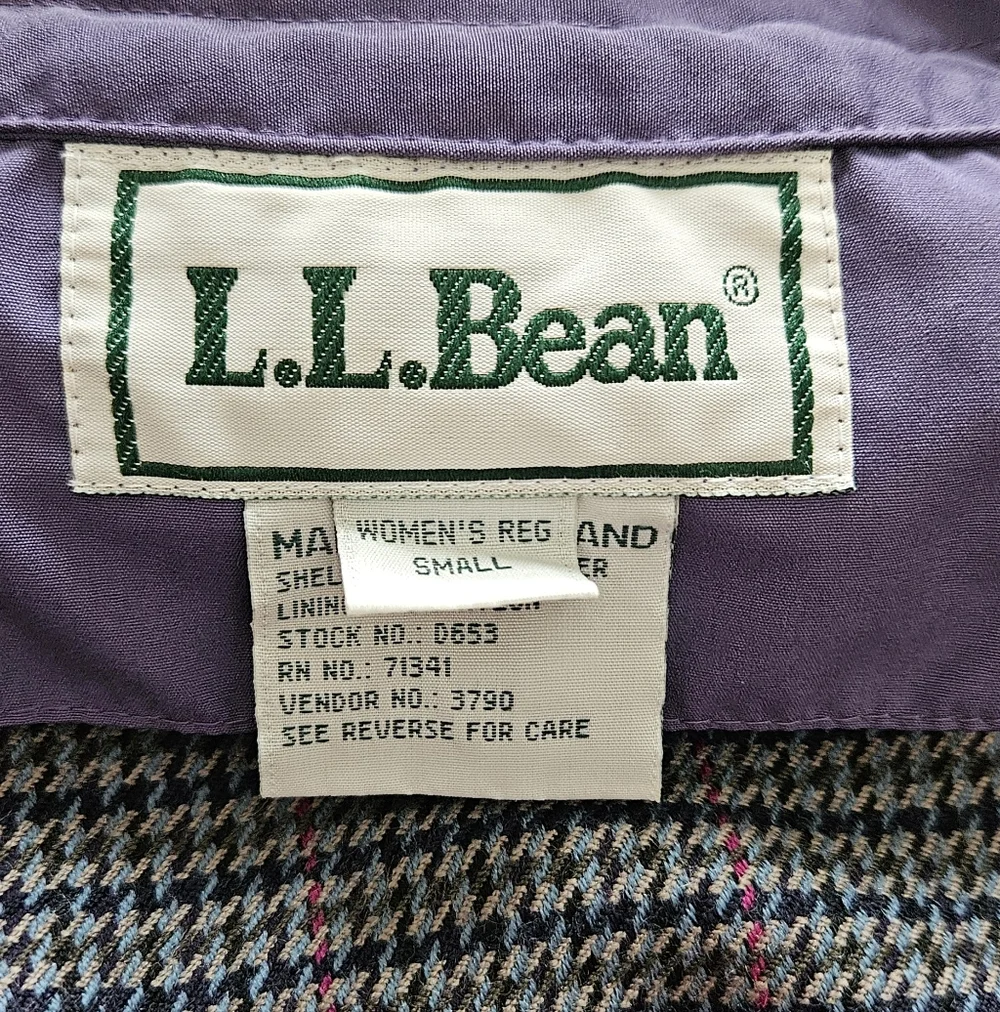 Vintage L.L. Bean Purple Hooded Long Lined Duster Trench Coat Womens Small